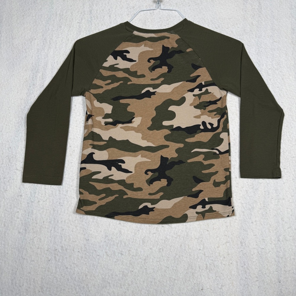 365Kids Garanimals Boys Camo Raglan Henley Long Sleeve Shirt Green Size 8